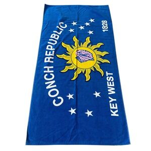 Kaufman Conch Republic Key West Beach Towel Blue Cotton Sun Conch Flag 28x55